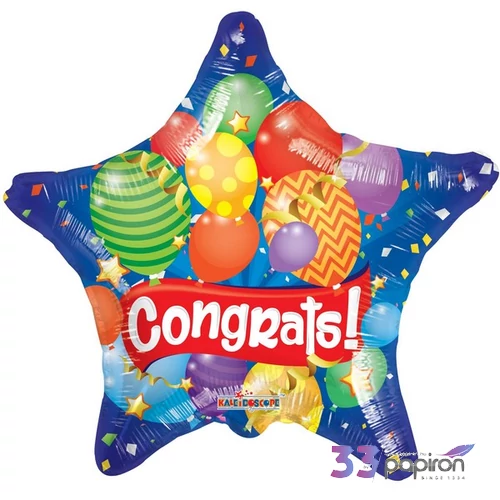 Partylufi fólia Mini csillag Congrats!