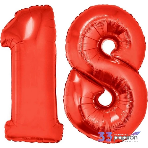 Partylufi fólia piros 18-as piros szám Fólia Léggömb
