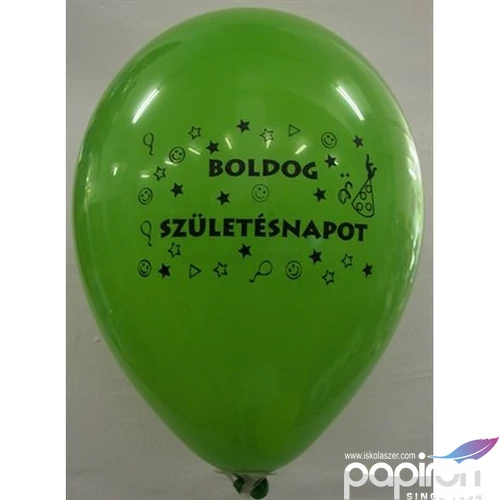Party Lufi 26cm többféle színben, két oldalon nyomott Boldog születésnapot felirat