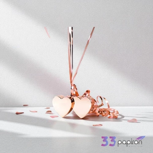 Partylufi súly bon-bon rosegold szív párban 