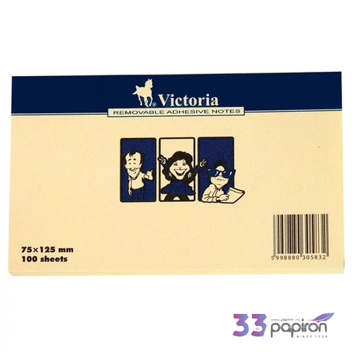 Öntapadós jegyzetömb 75x125 Victoria öntapadós sárga 100lap/csom