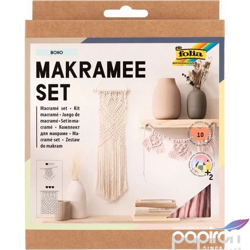 Makramé készítő szett Folia 10db-os BOHO (fonal,fa gyöngy,fapálcika)