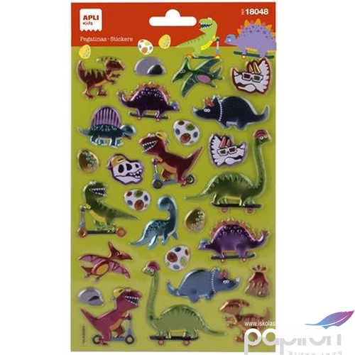 Matrica Apli fémes hatású, Kids Stickers, dínó 