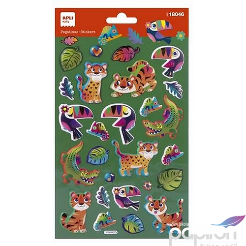 Matrica Apli fémes hatású, Kids Stickers, dzsungel 