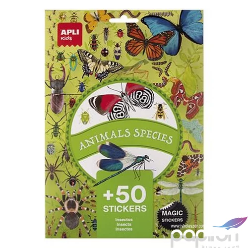 Matrica Apli újra felhasználható, 50 db Kids Stickers rovarok