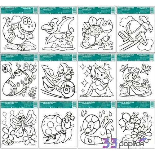 Sablon kontúros 14x14cm adhezív fólián, vegyes minták