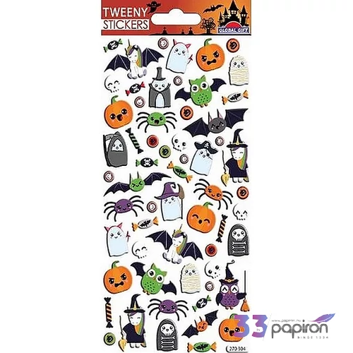 Matrica Halloween pókok, denevér 9x17,5cm