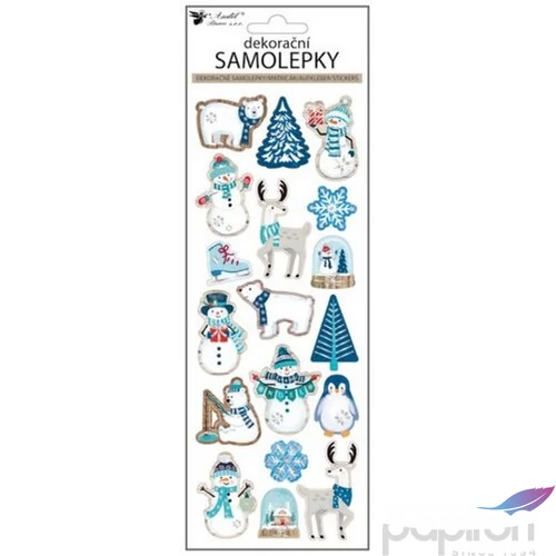 Matrica karácsonyi 3D jegesmedvék, 10,5 x 30,5 cm karácsonyi motívumok
