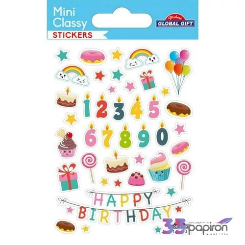 Matrica MiniClassy Happy birthday 7,5x10cm