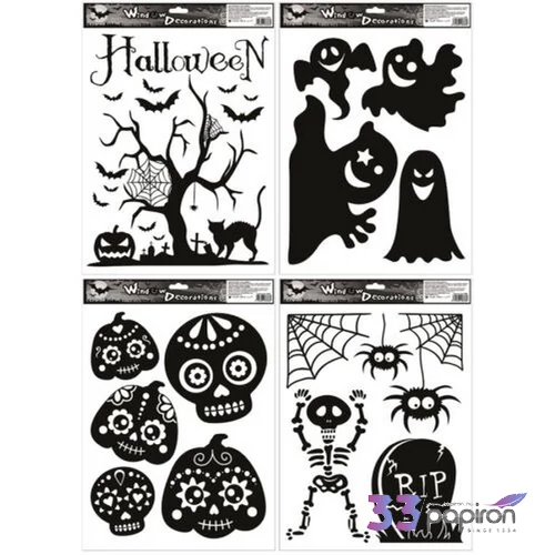Ablakmatrica Halloween Ragasztó nélküli, 30x42 cm vegyes mintában, nem választható!