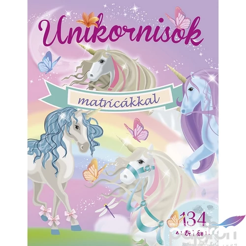 Matricáskönyv unikornis Unikornisok matricákkal-lila Napraforgó könyvek