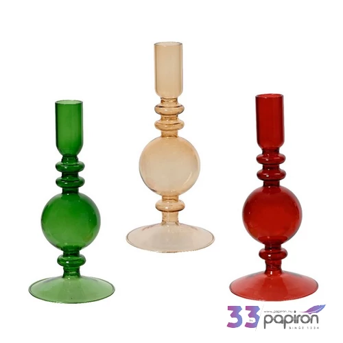 Mécsestartó 24' üveg, 3féle 19cm sdkae