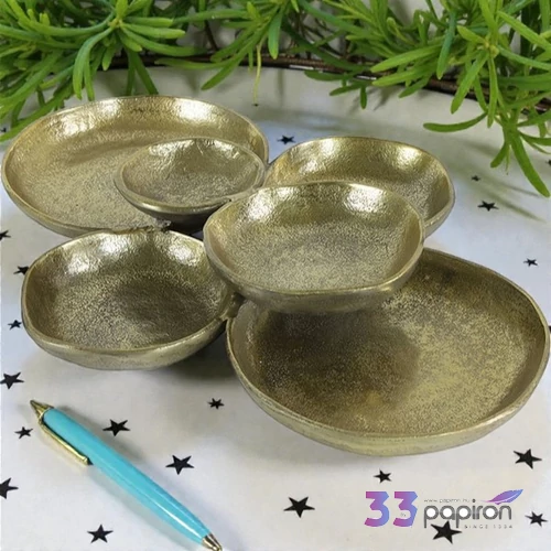 Aranyszínű réz tál emeletes Plateau Rieko brass sárgaréz-L32B44H6CM DST53
