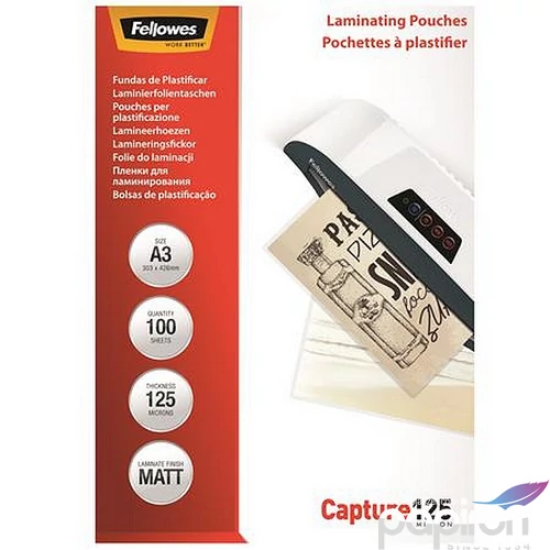 Meleglamináló fólia Fellowes 125 mikron, A3, matt, 100 db 