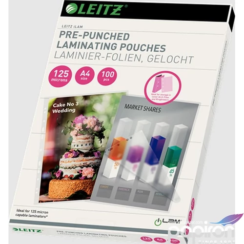 Meleglamináló fólia Leitz 125 mikron, A4, fényes, lefűzhető Irodatechnika