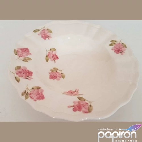 Tányér mély porcelán 24x5cm rózsás kézzel festett