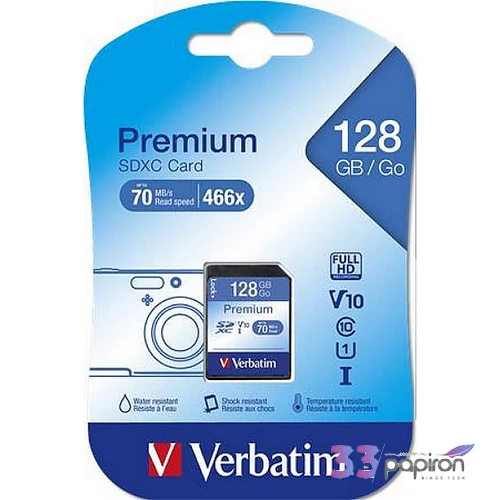 Memóriakártya SDXC 128GB VERBATIM Premium 45/10MB/s Adattárolók VERBATIM 44025