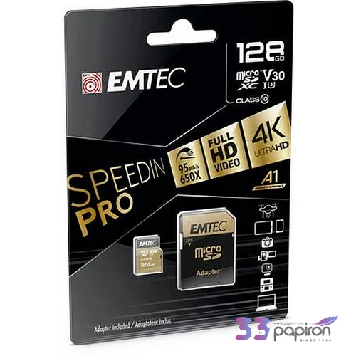 Memóriakártya microSDXC 128GB UHS-I/U3/V30/A2 100/95 MB/s adapter EMTEC SpeedIN