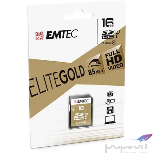 Memóriakártya SDHC 16GB UHS-I/U1 85/20 MB/s EMTEC Elite Gold