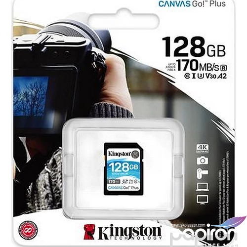 Memóriakártya SDXC 128GB C10/UHS-I/U3/V30 KINGSTON Canvas Go! Plus