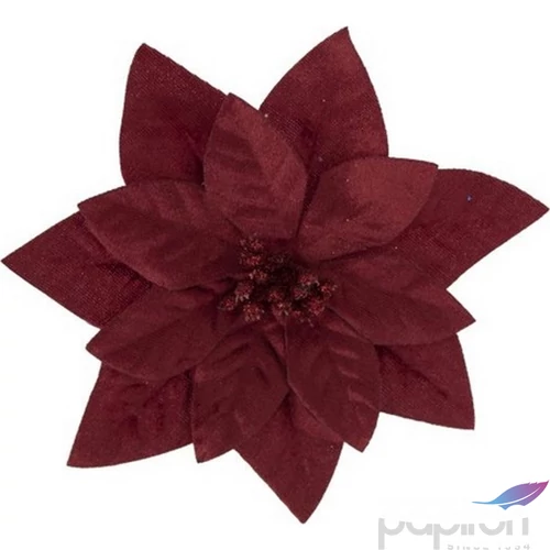Mikulásvirág textil 21' csipeszes, 16cm bordó