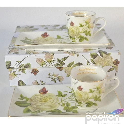 Mokkáskészlet 2személyre tearózsa 2-2db 75ml-es csésze+alj Porcelán