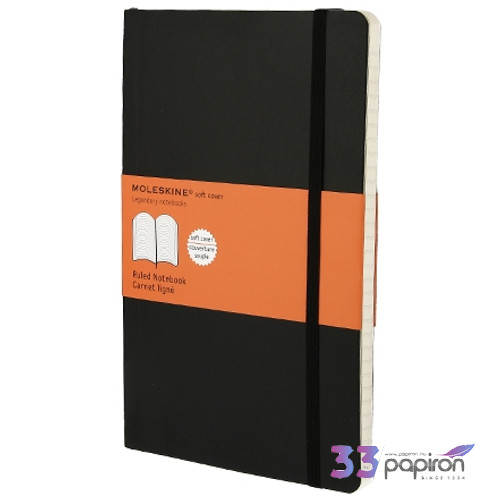 Moleskine Notesz puha fekete Fekete L VONALAS QP616