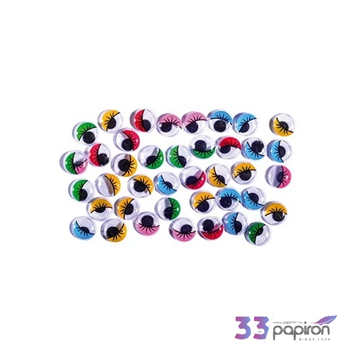 Mozgószem szempillával 12mm Kreatív Junior színes, 40db/cso. 137089
