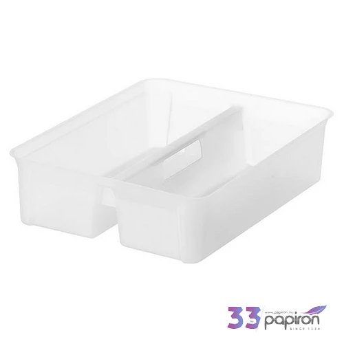 Műanyag tárolódoboz 380x290x100mm 2 rekeszes, fogantyúval Tárolódobozhoz rendezőtálca