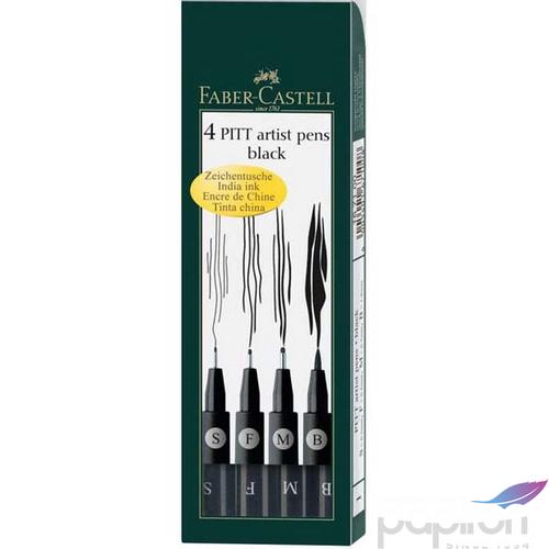 Faber-Castell művész filctoll "Pitt 4db -S;F;M;B- fekete" AG-Pitt 167100