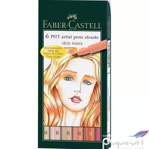 Faber-Castell művész filctoll Pitt Brush szett-B- 6db test, bőr szí AG-művészfilc 167162