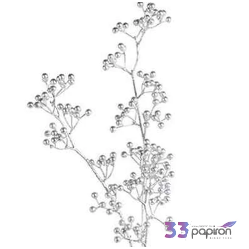 Selyemvirág művirág bogyós Berry branch silver 95cm ezüst DST53
