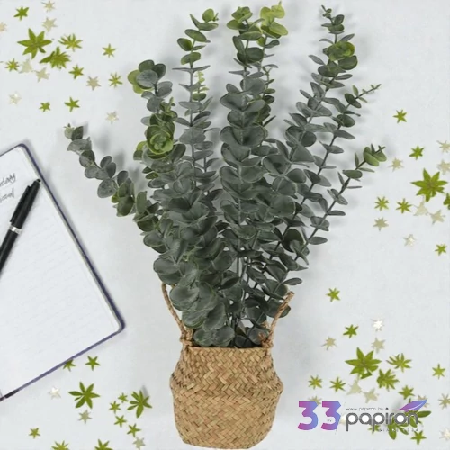 Selyemvirág művirág '23 eucalyptus kosárban kpm