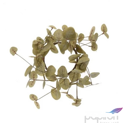 Selyemvirág - művirág Eukaliptusz koszorú leveles műanyag, 28 cm, zöld