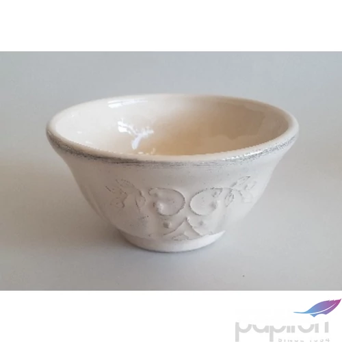 Műzlistál kerámia Romantik csipkés kicsi,dia13 x7,5cm natur,kézzel festett