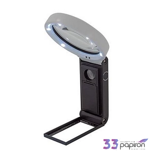 Nagyító 90mm kihajtható állvánnya LED fénnye WEDO fekete/fehér