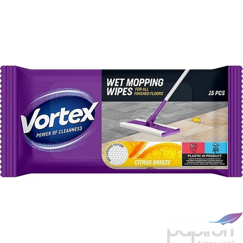 Nedves padlótörlő kendő 15db VORTEX citrom ilatta
