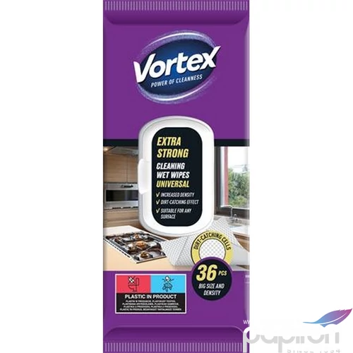 Nedves törlőkendő VORTEX 36b/csomag,  extra erős, univerzális visszazárható tetővel, KHK972