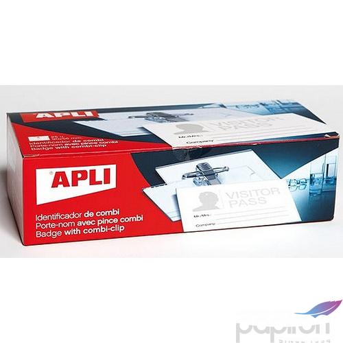 Névkitűző Apli 90x56 tűvel, csipeszes 25db/dob