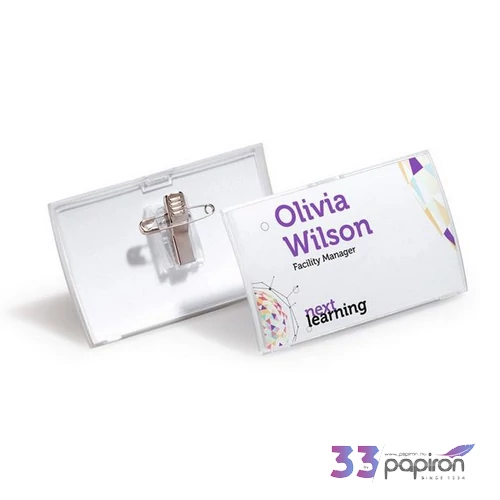 Névkitűző csíptetőve és tűve PP 40x75mm DURABLE CLICK FOLD