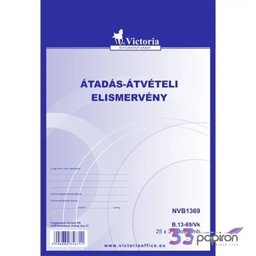 Ny B 13-69/V átvételi elismerv Átadás-átvételi elismervény 25x3 NVB1368