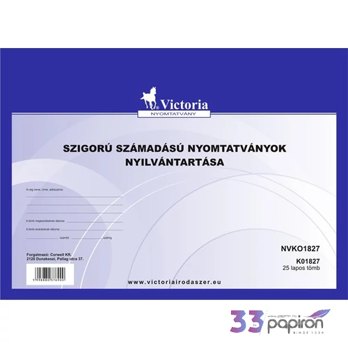 Ny K01827 C Szigorú számadású nyomtatványok nyilvánt 25 lapos