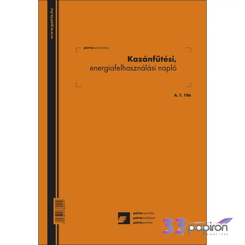 Ny A T 106 Kazánfűtési napló Kazánfűtési napló