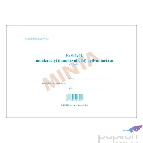 Ny. B.12-170/A Eszközök munkahelyi nyilvántartása A/5