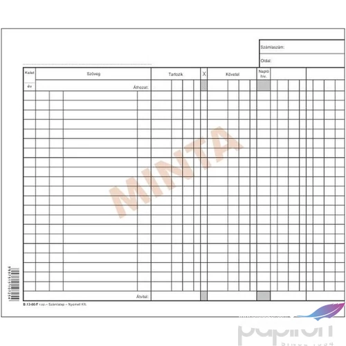 Ny. B.13-80/F Számlalap fekvő 210x250mm 120g/m2 ofszet