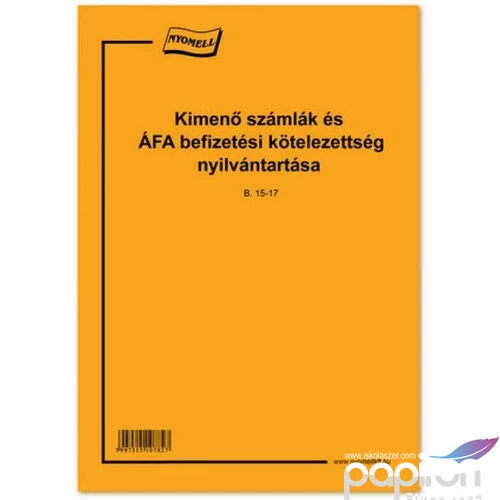 Ny B 15-17 Kimenő számlák és az ÁFA b. kötelezettség nyilvántartása