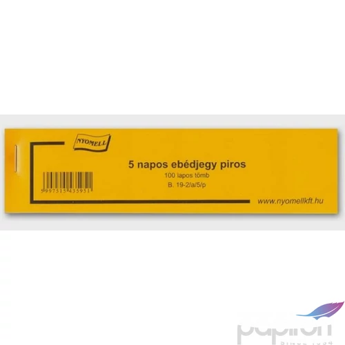 Ny B 19-2/a/5/p ebédjegy Ebédjegy 5 napos piros 100lap/tömb