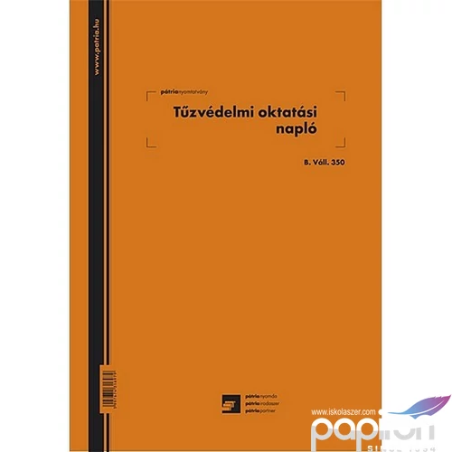 Ny B Vall 350 tűzvédelminapló Tűzvédelmi oktatási napló Pátria