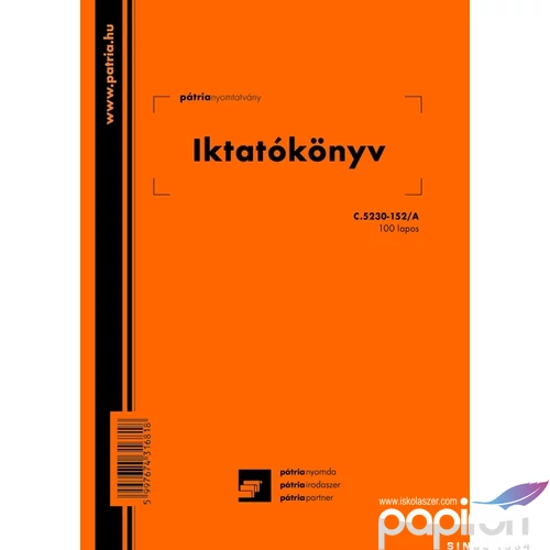 Ny C 5230-152/A iktatókönyv Soros folyószámos iktatókönyv A4 álló 100lapos