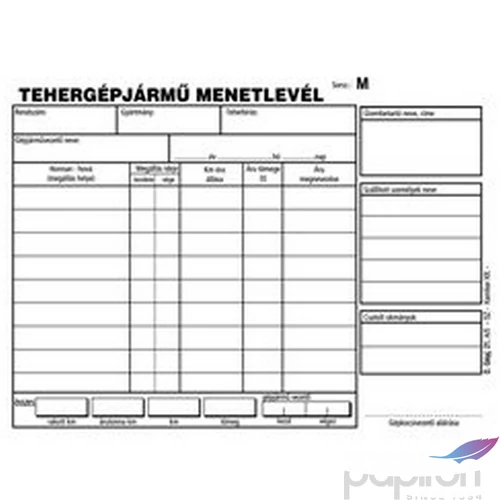 Ny. D Gépj 21 A5 menetlevél Tehergépjármű menetlevél A5 100lapos